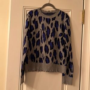 Decker size small, distressed never worn animal print blue/gray sweater